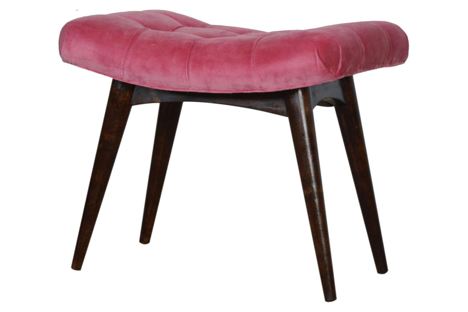 Artisan Curved Bench - Pink Cotton, Velvet