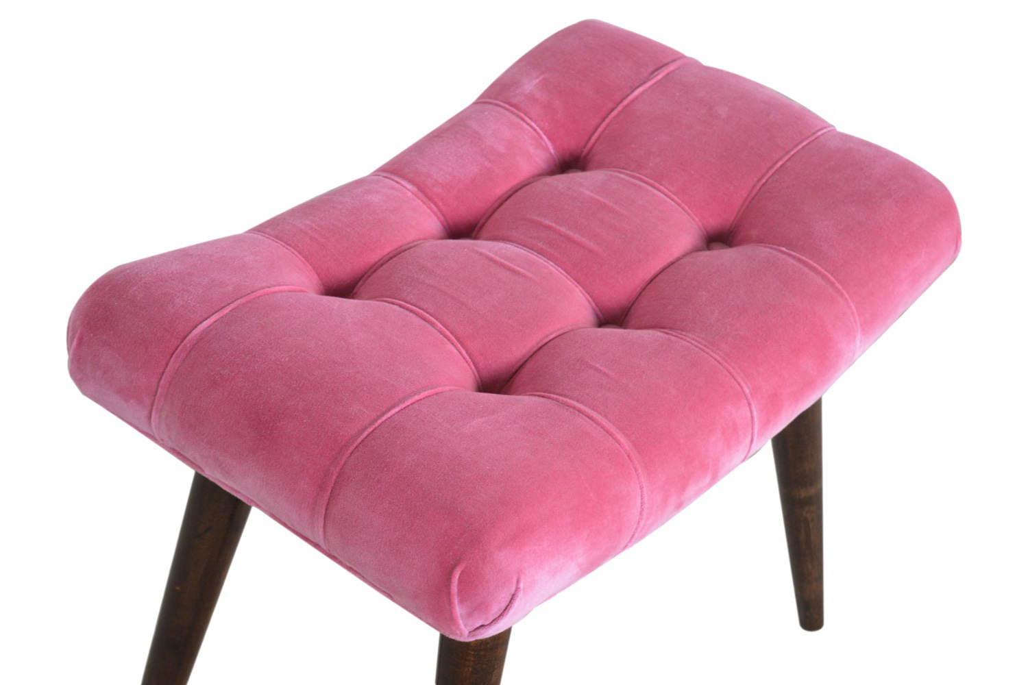 Artisan Curved Bench - Pink Cotton, Velvet