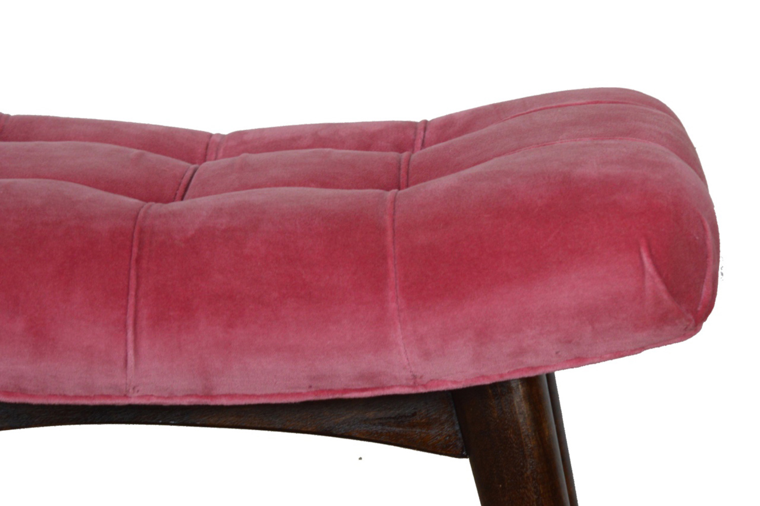 Artisan Curved Bench - Pink Cotton, Velvet