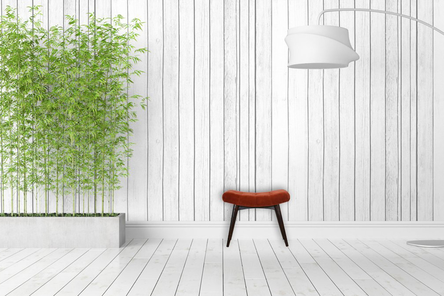 Artisan Curved Bench - Brick Red, Velvet