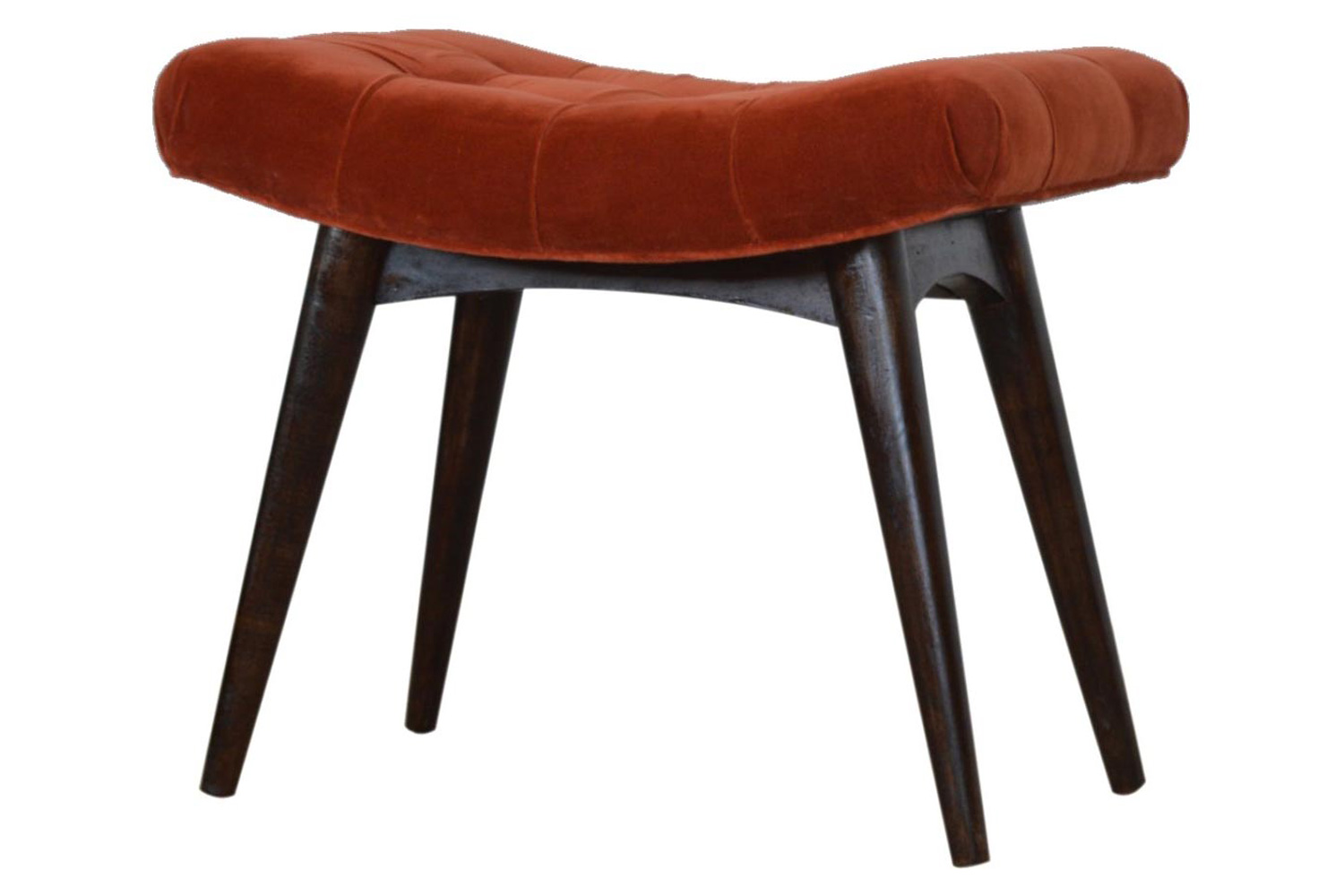 Artisan Curved Bench - Brick Red, Velvet