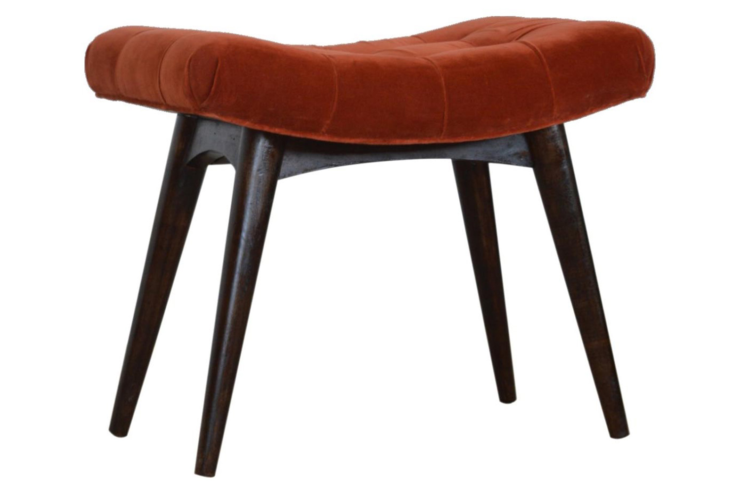 Artisan Curved Bench - Brick Red, Velvet