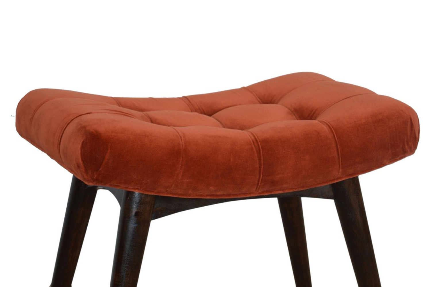 Artisan Curved Bench - Brick Red, Velvet
