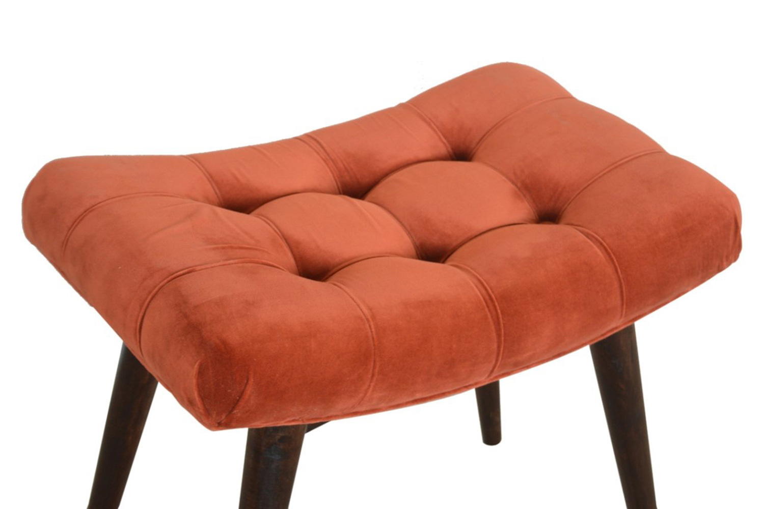 Artisan Curved Bench - Brick Red, Velvet