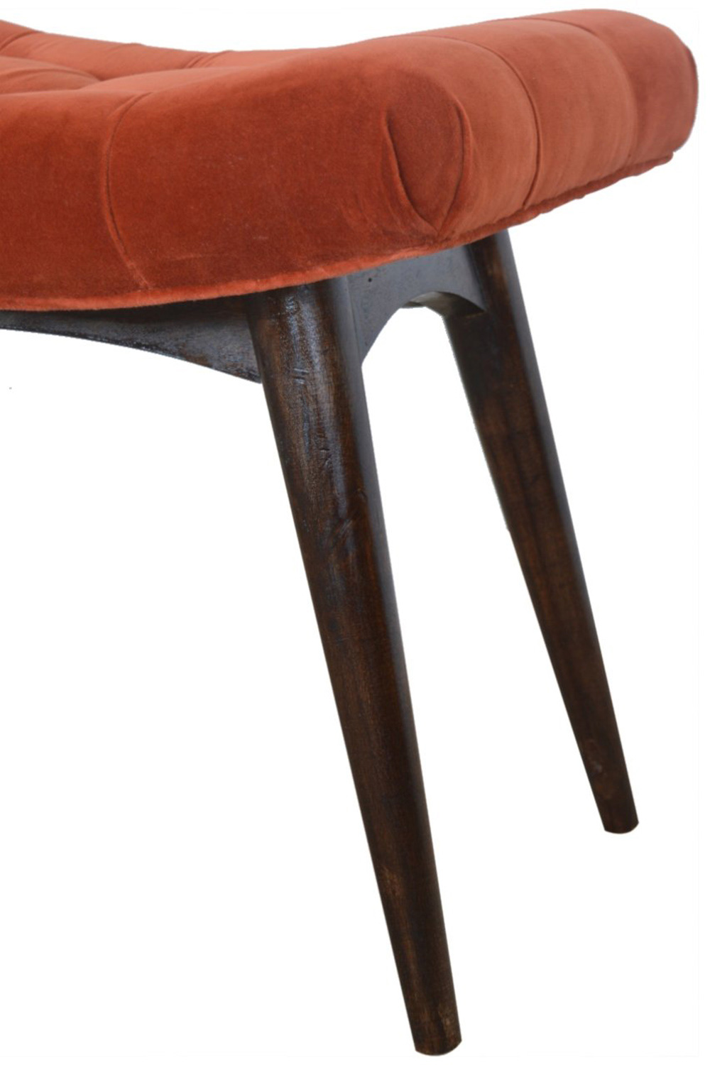 Artisan Curved Bench - Brick Red, Velvet