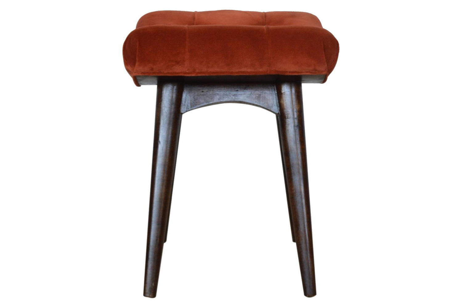 Artisan Curved Bench - Brick Red, Velvet