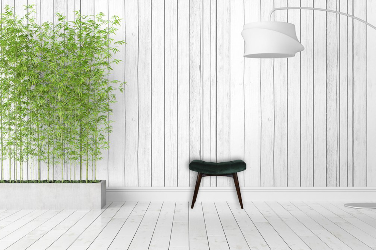 Artisan Curved Bench - Emerald Green, Velvet