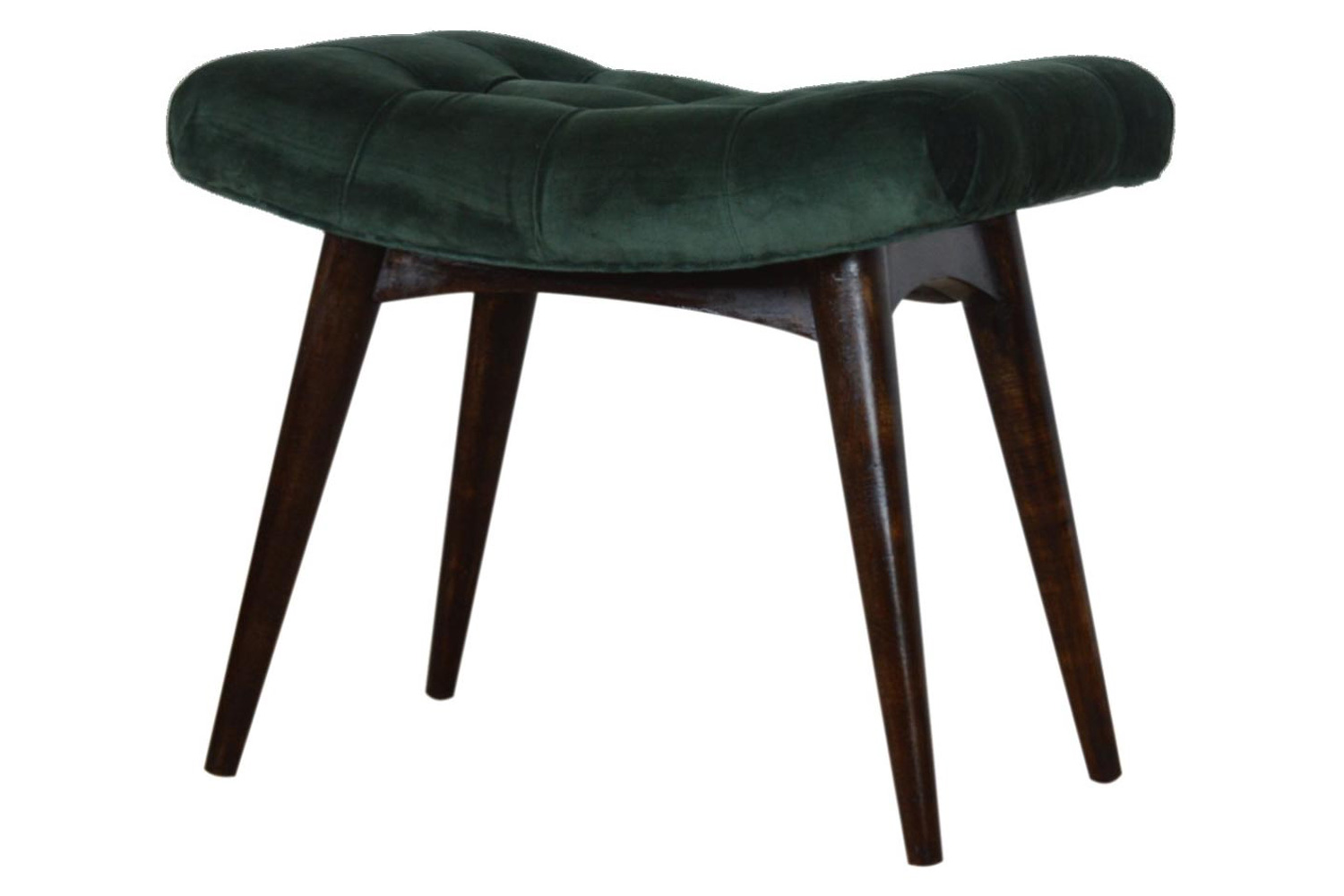 Artisan Curved Bench - Emerald Green, Velvet