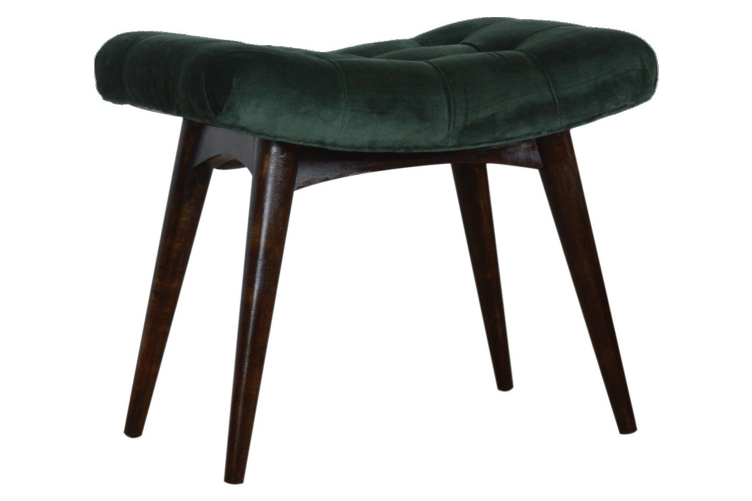 Artisan Curved Bench - Emerald Green, Velvet