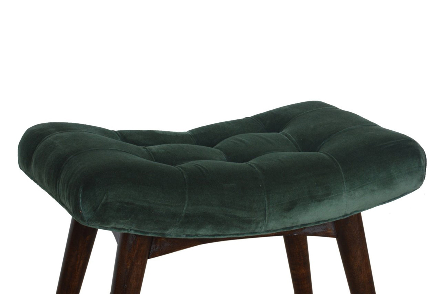 Artisan Curved Bench - Emerald Green, Velvet