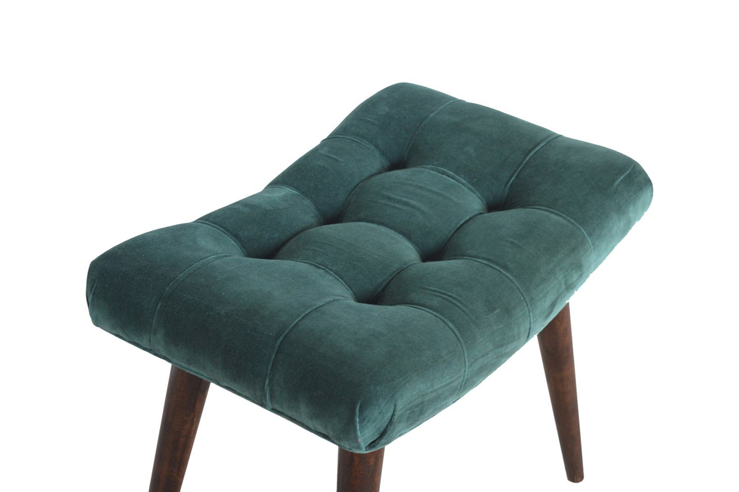 Artisan Curved Bench - Emerald Green, Velvet
