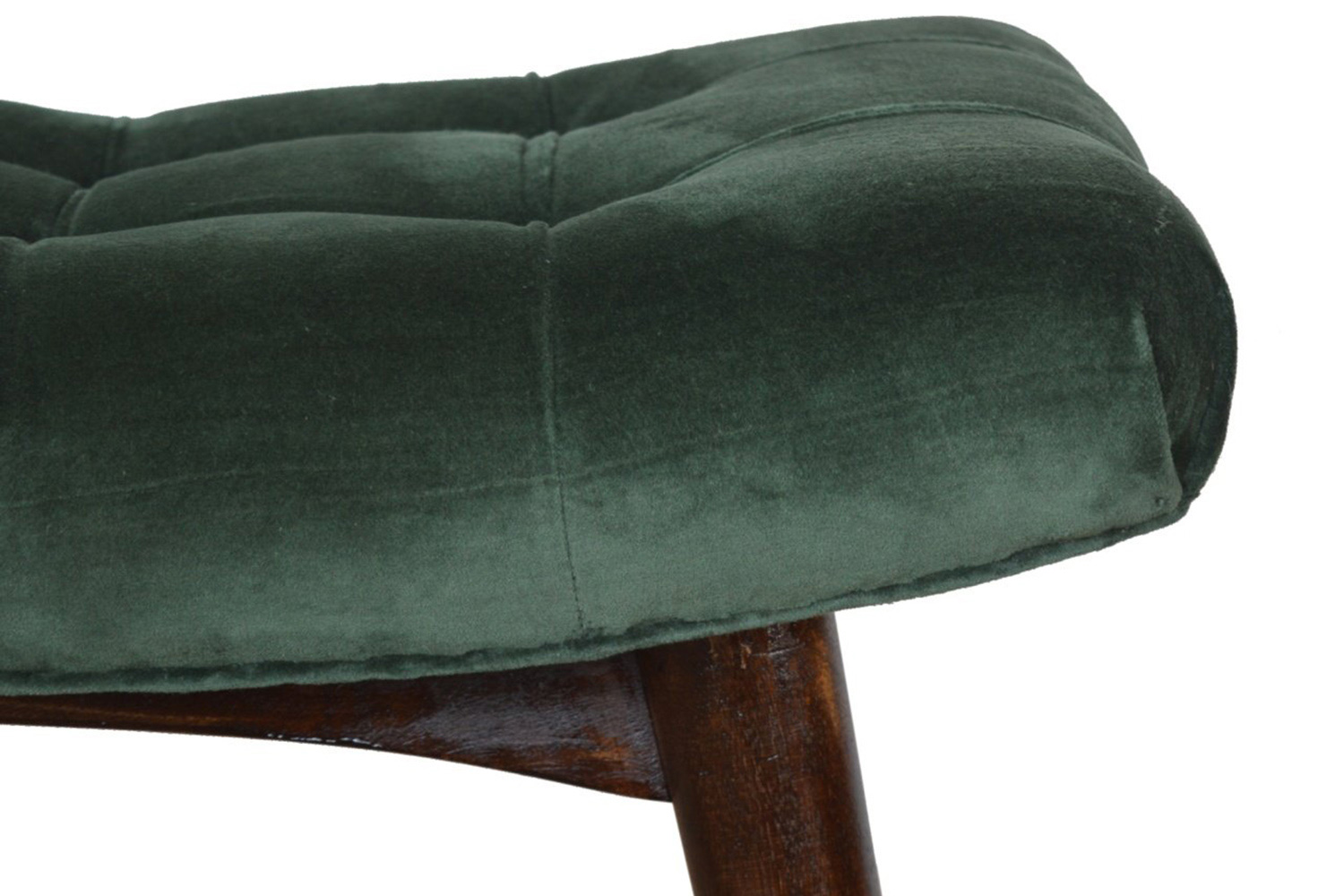 Artisan Curved Bench - Emerald Green, Velvet