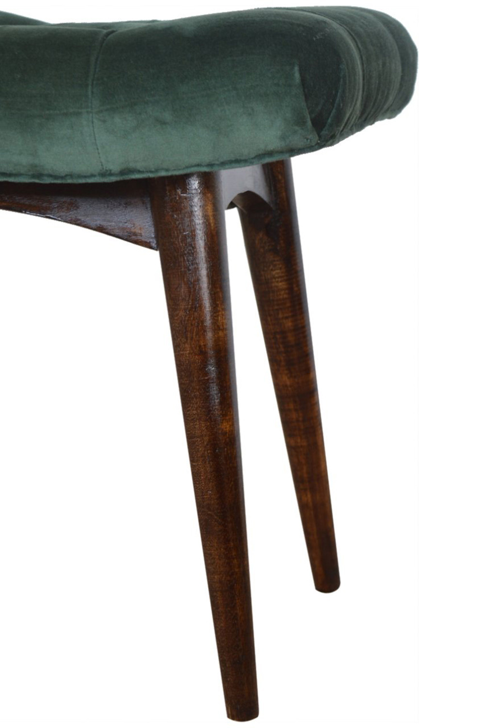 Artisan Curved Bench - Emerald Green, Velvet