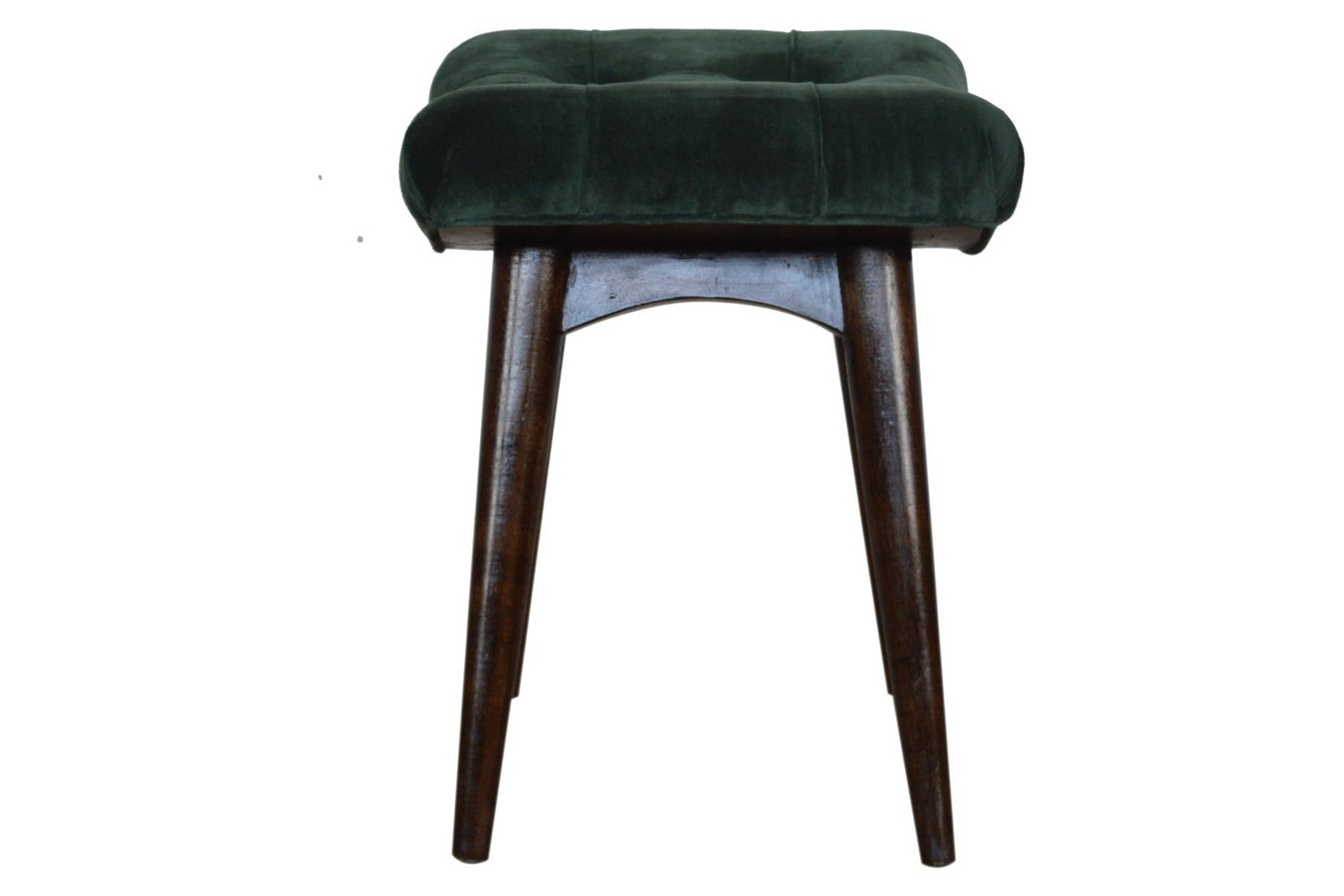 Artisan Curved Bench - Emerald Green, Velvet