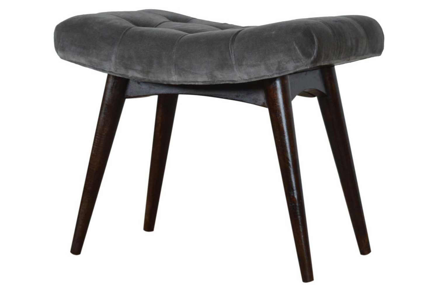 Artisan Curved Bench - Gray, Velvet