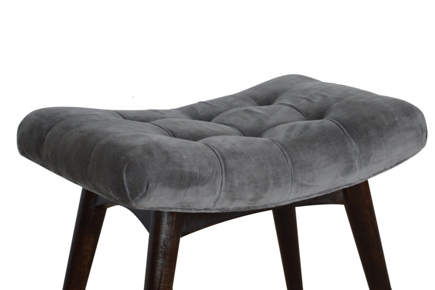 Artisan Curved Bench - Gray, Velvet