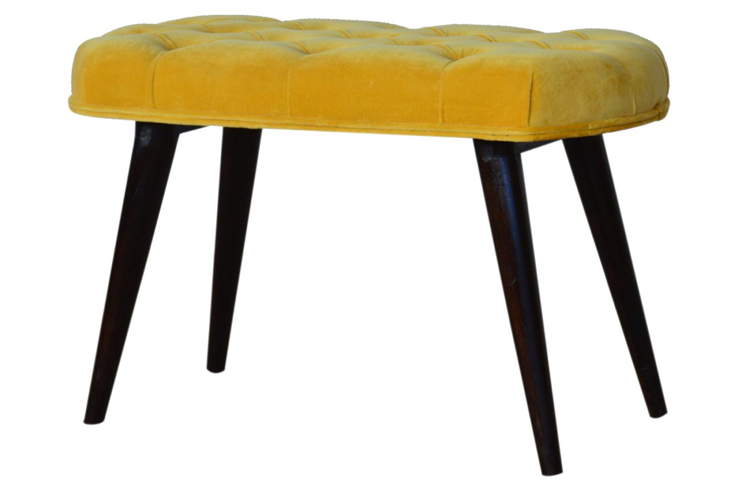 Artisan Deep Button Bench - Mustard, Velvet