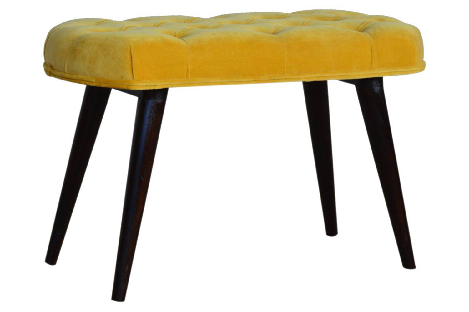 Artisan Deep Button Bench - Mustard, Velvet