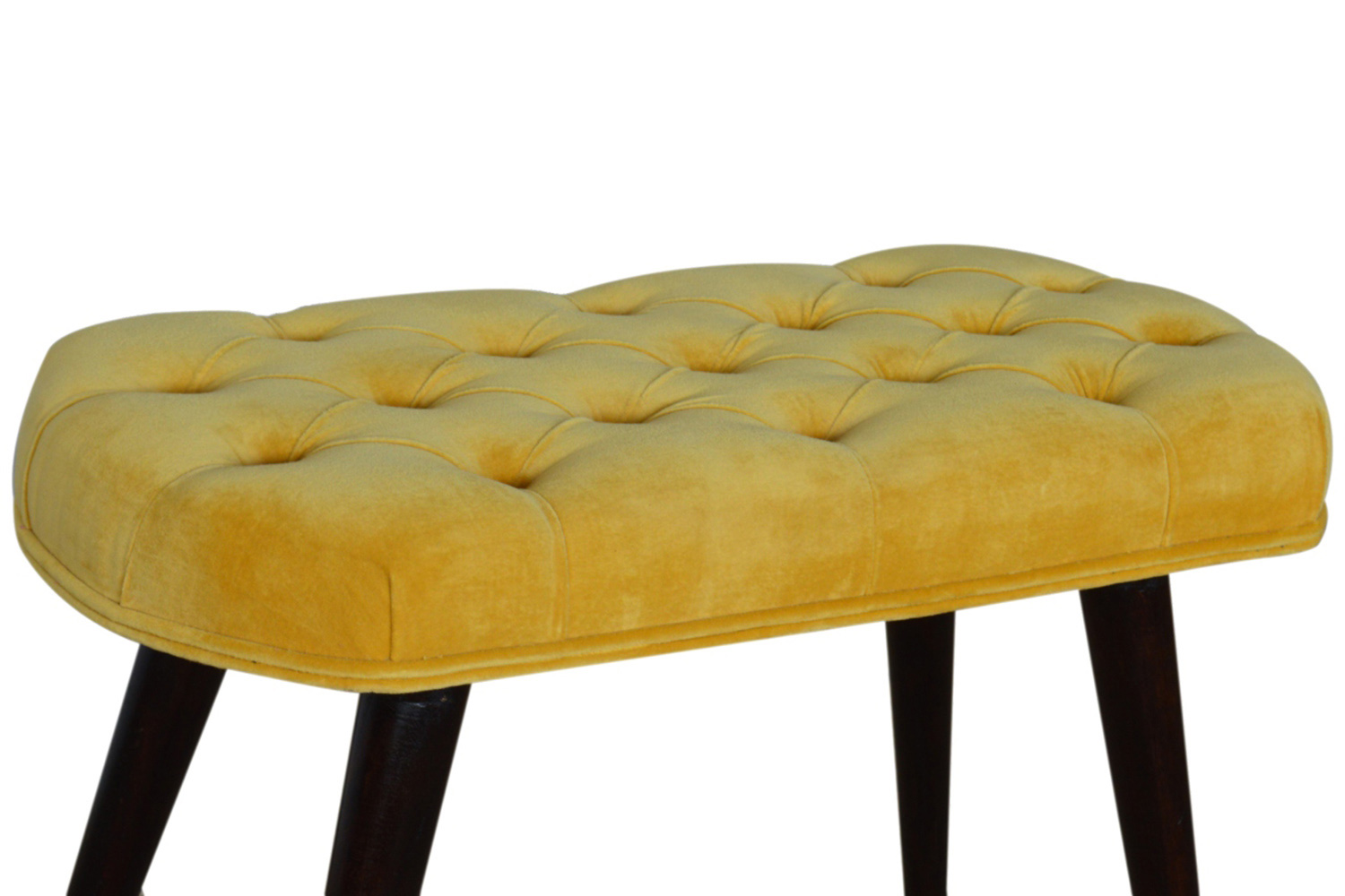 Artisan Deep Button Bench - Mustard, Velvet