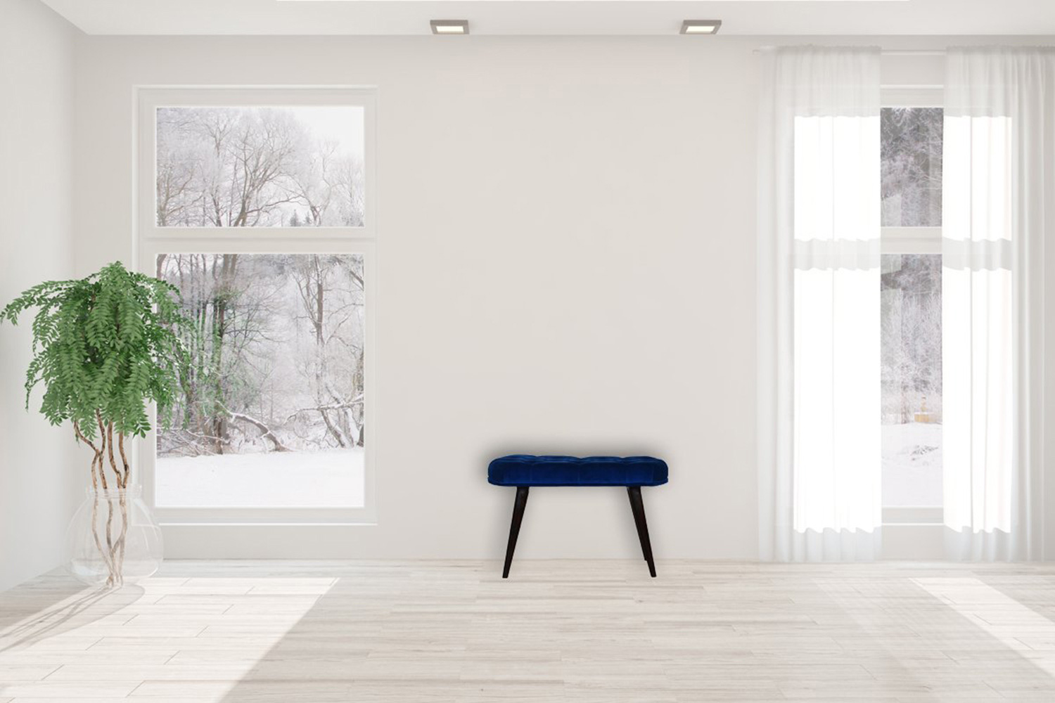 Artisan Deep Button Bench - Royal Blue, Velvet