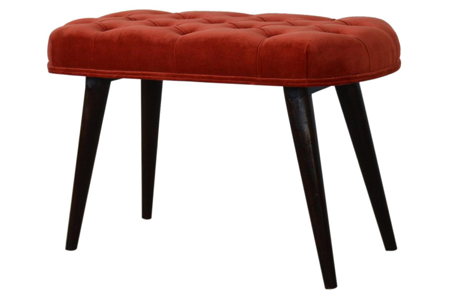Artisan Deep Button Bench - Brick Red, Velvet