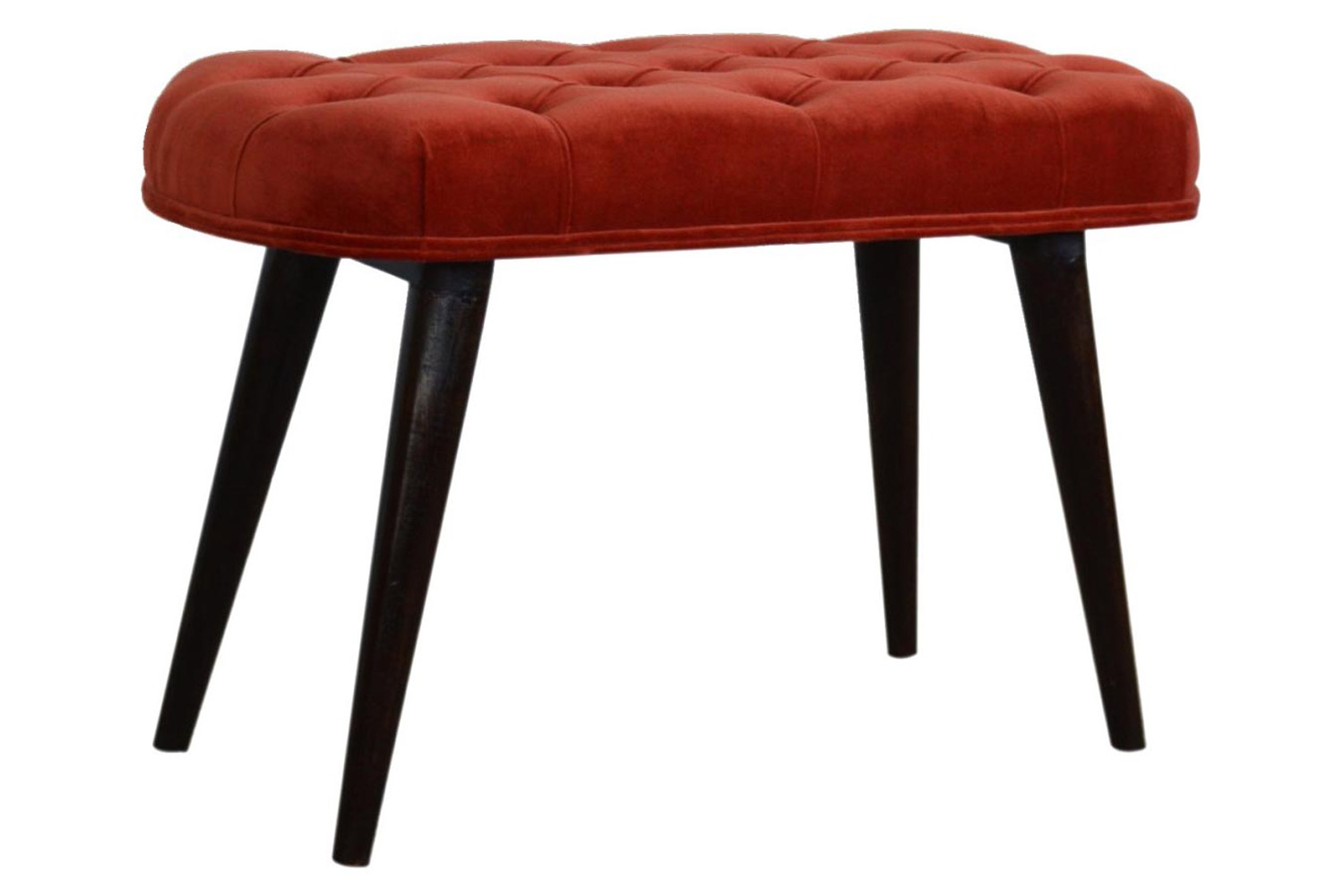 Artisan Deep Button Bench - Brick Red, Velvet