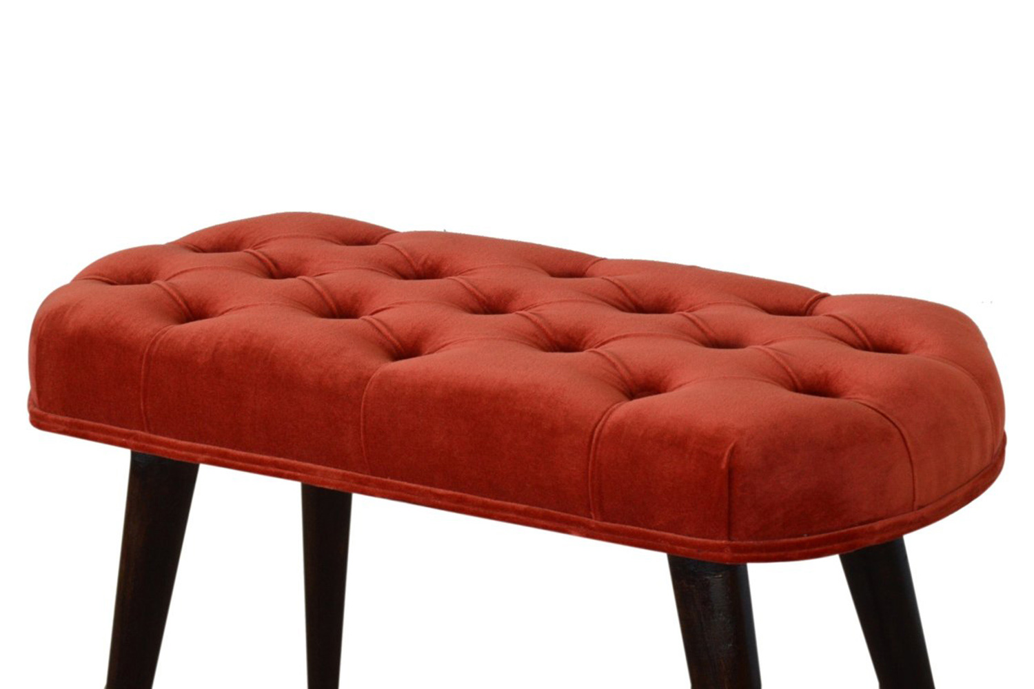 Artisan Deep Button Bench - Brick Red, Velvet