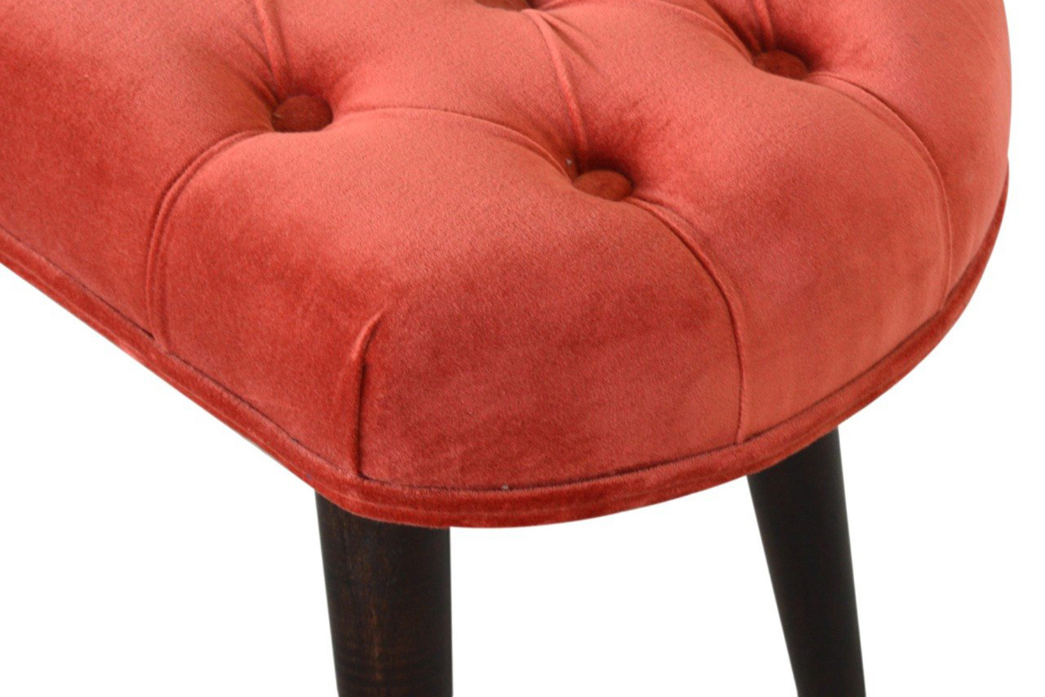 Artisan Deep Button Bench - Brick Red, Velvet
