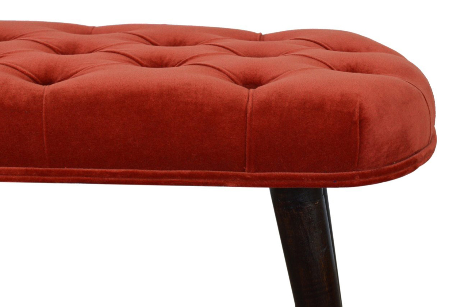 Artisan Deep Button Bench - Brick Red, Velvet