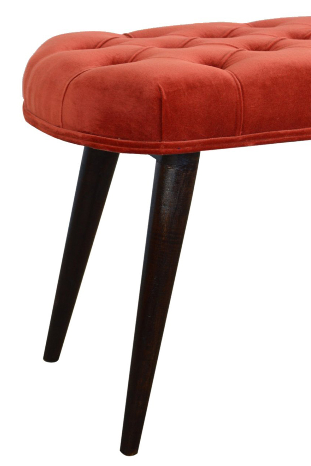 Artisan Deep Button Bench - Brick Red, Velvet
