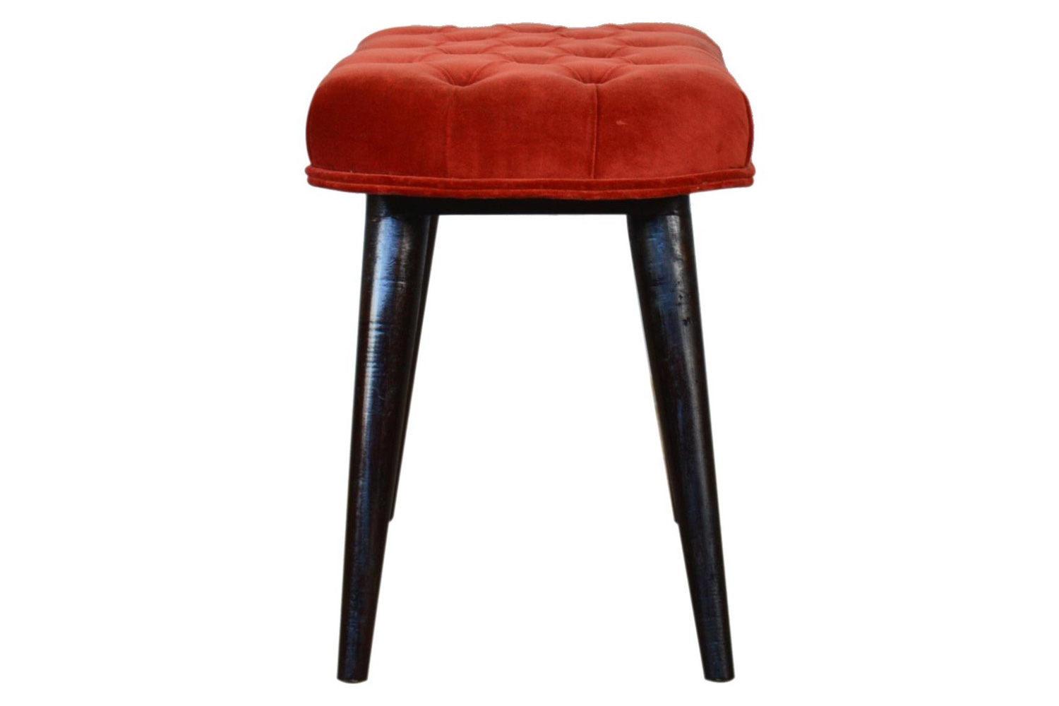 Artisan Deep Button Bench - Brick Red, Velvet