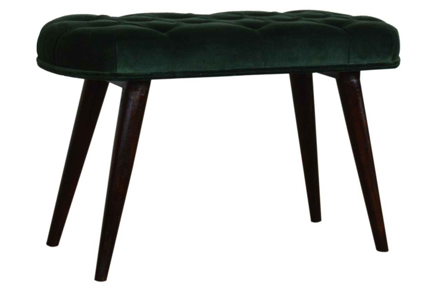 Artisan Deep Button Bench - Emerald Green, Velvet