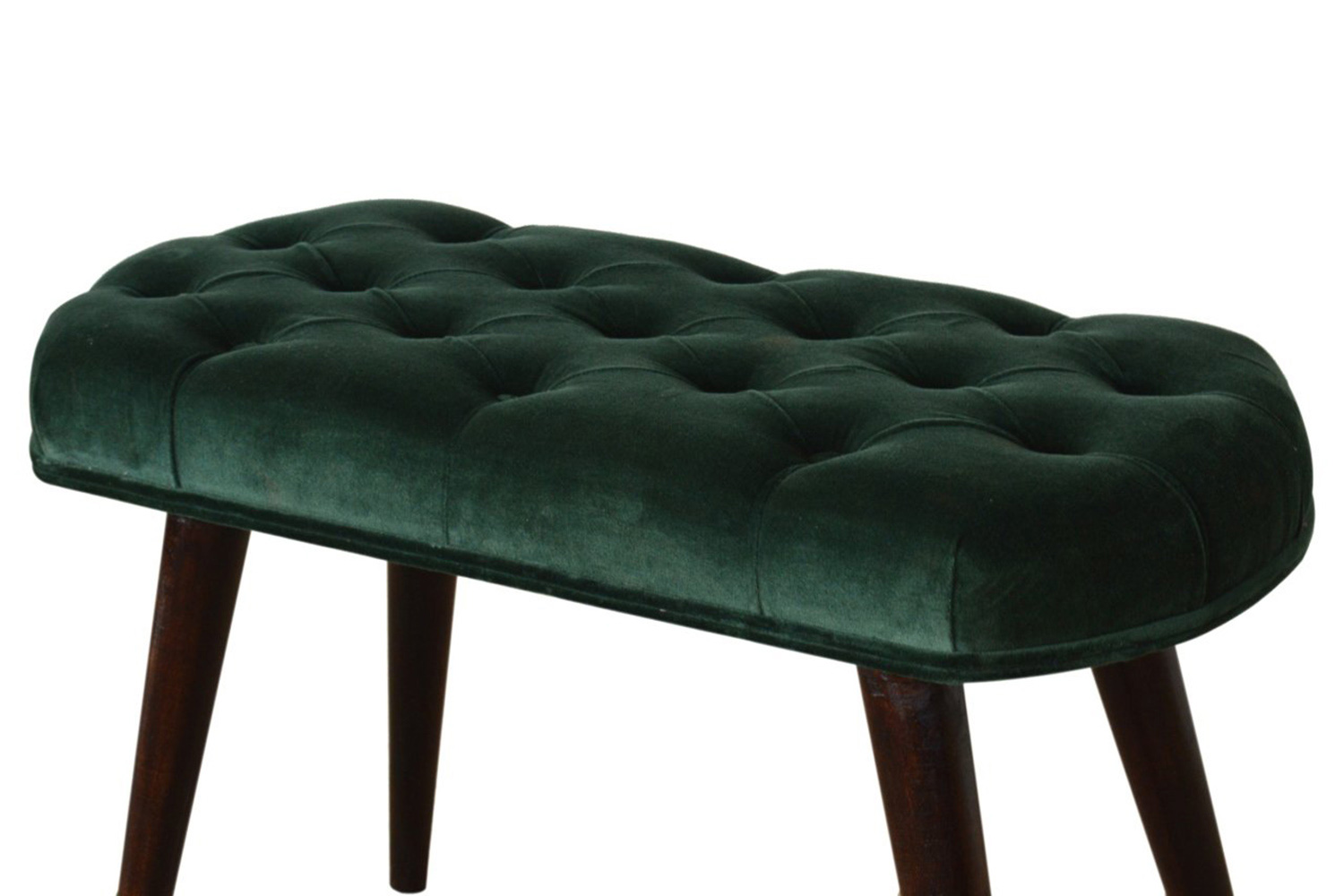 Artisan Deep Button Bench - Emerald Green, Velvet