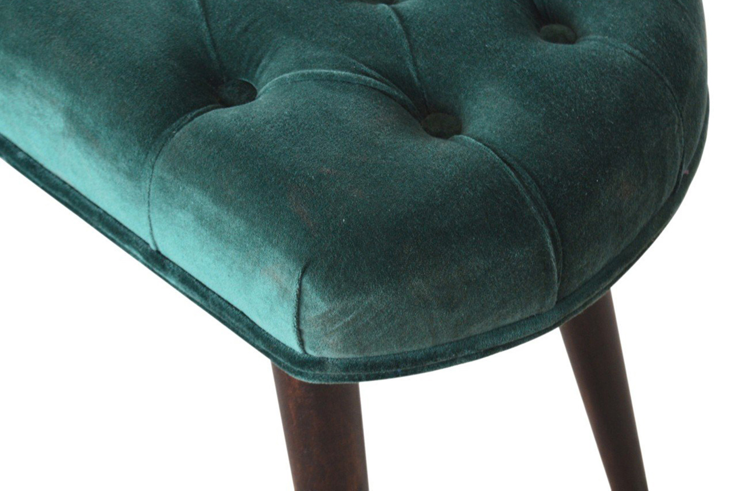 Artisan Deep Button Bench - Emerald Green, Velvet