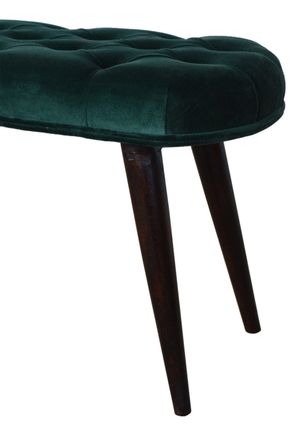 Artisan Deep Button Bench - Emerald Green, Velvet