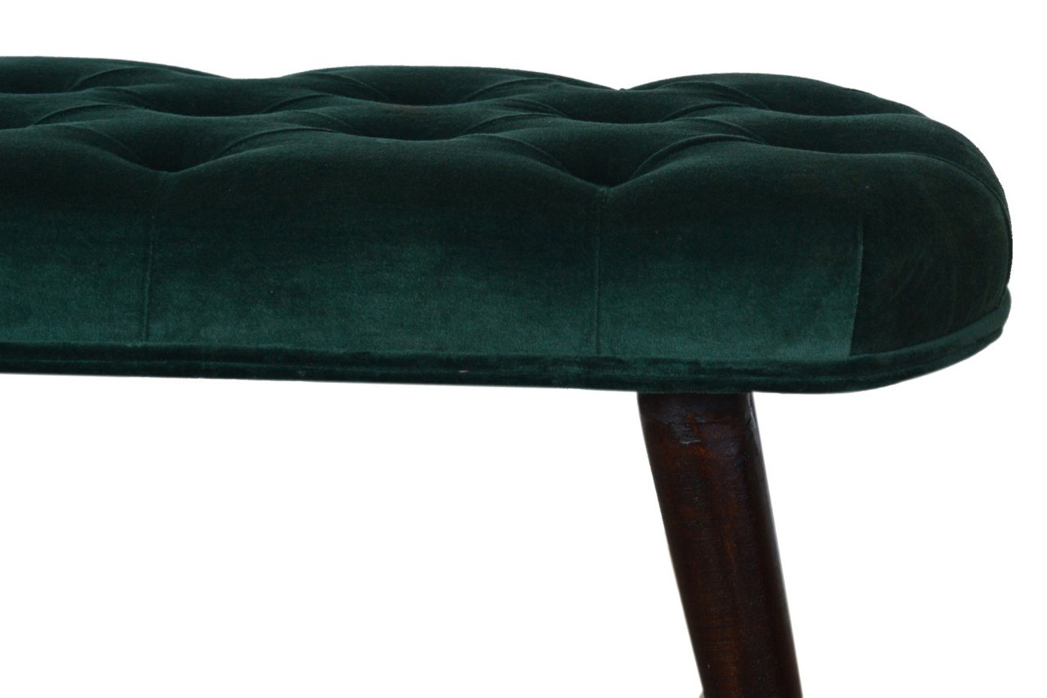 Artisan Deep Button Bench - Emerald Green, Velvet