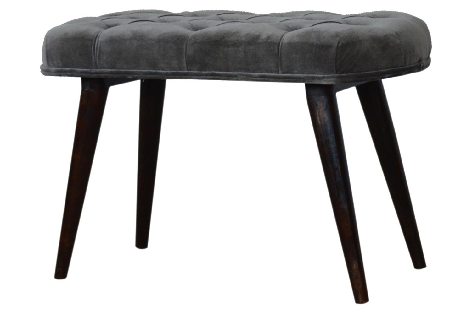 Artisan Deep Button Bench - Gray, Velvet