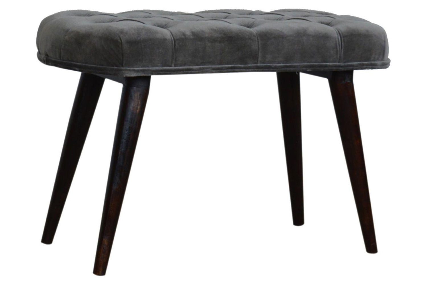 Artisan Deep Button Bench - Gray, Velvet