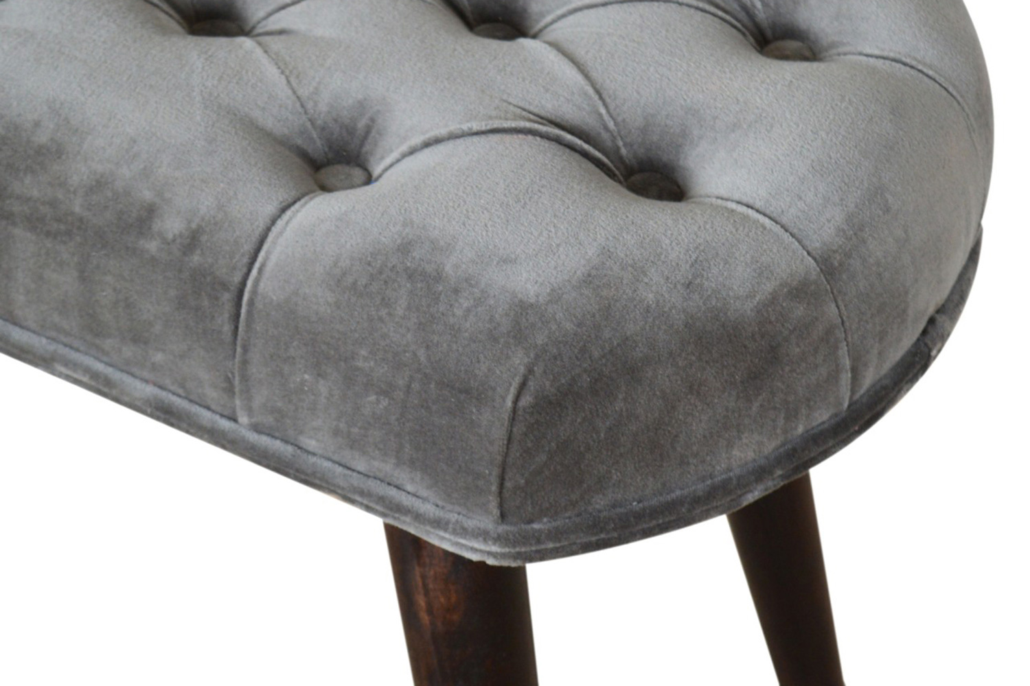Artisan Deep Button Bench - Gray, Velvet