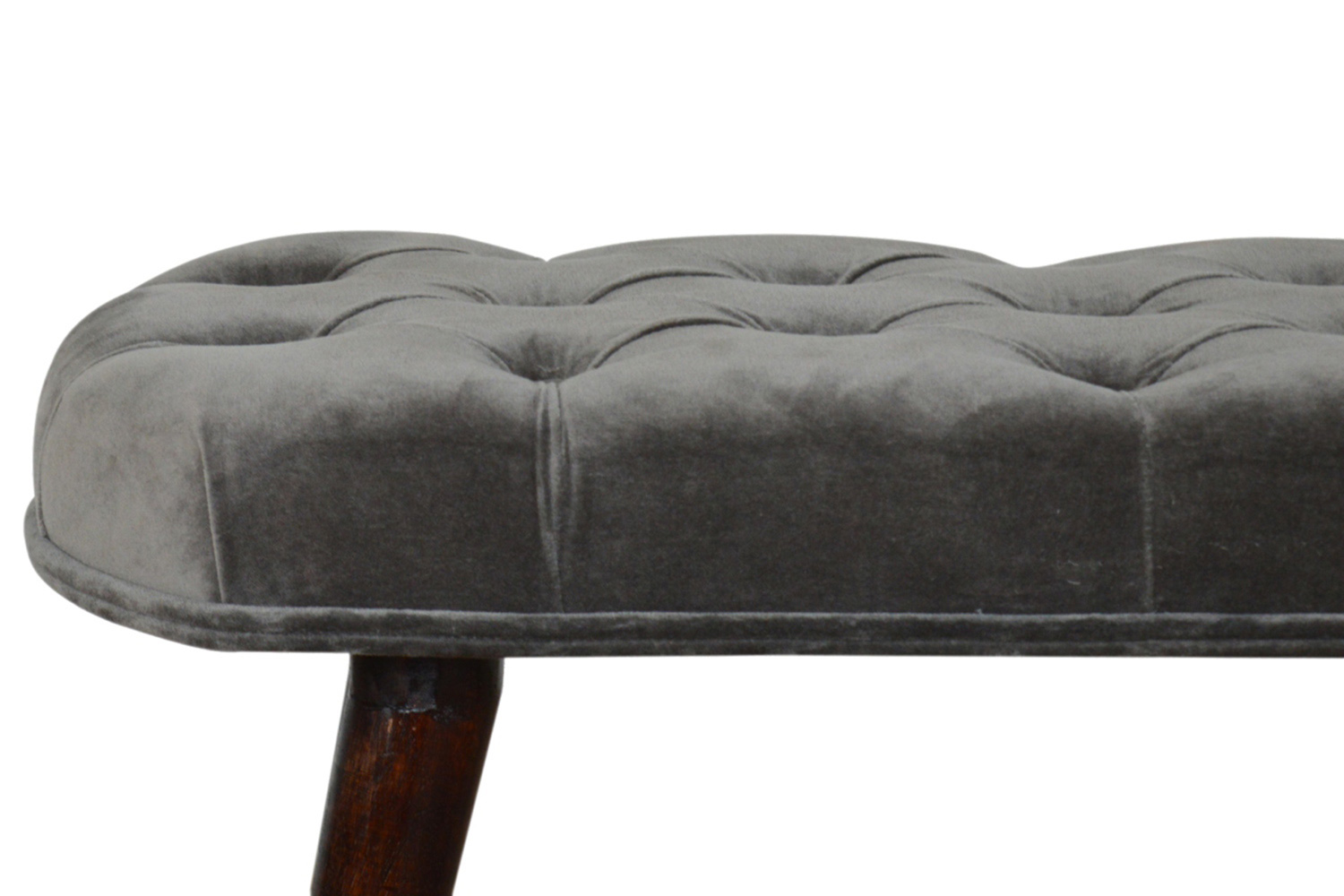 Artisan Deep Button Bench - Gray, Velvet