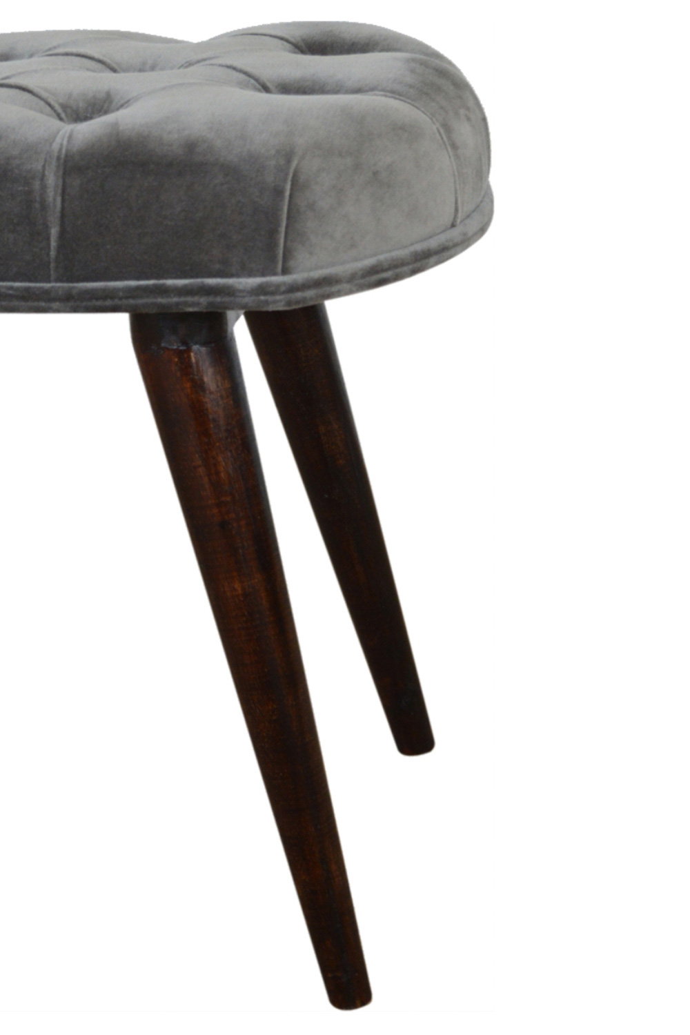 Artisan Deep Button Bench - Gray, Velvet
