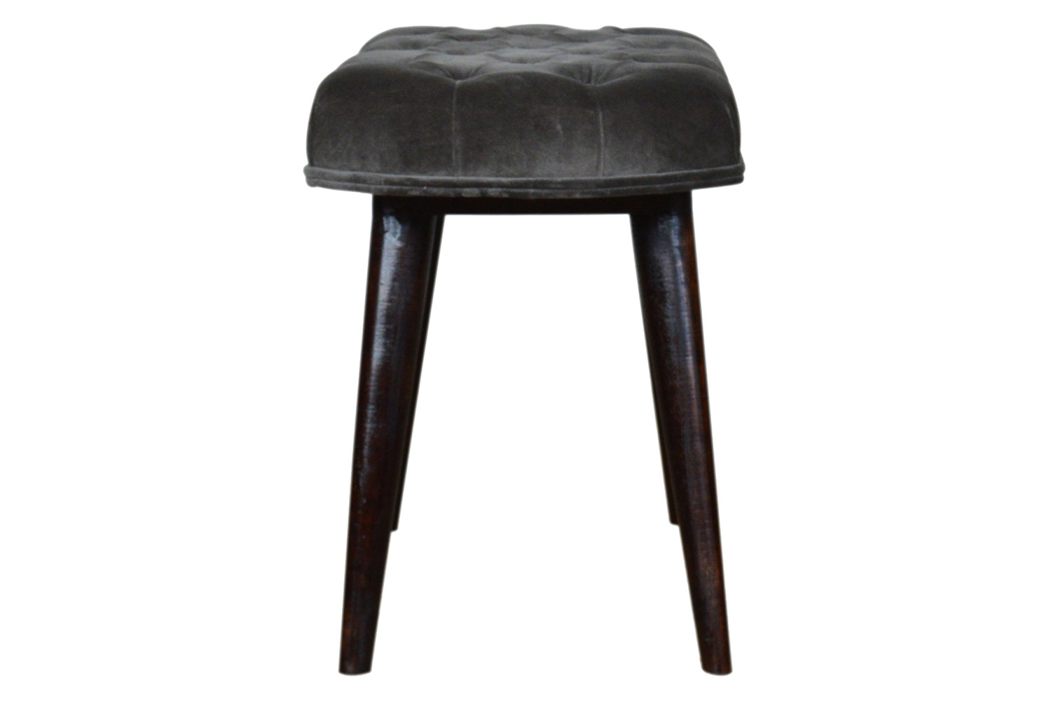 Artisan Deep Button Bench - Gray, Velvet