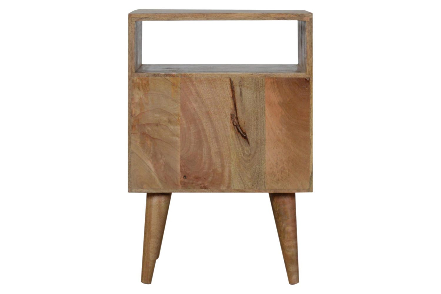 Artisan Honeycomb Carved Open Slot Bedside - White