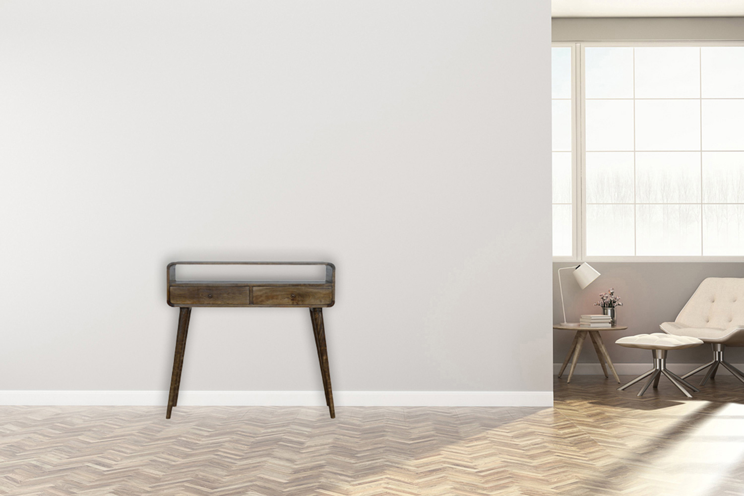 Artisan Curved Console Table - Gray Washed