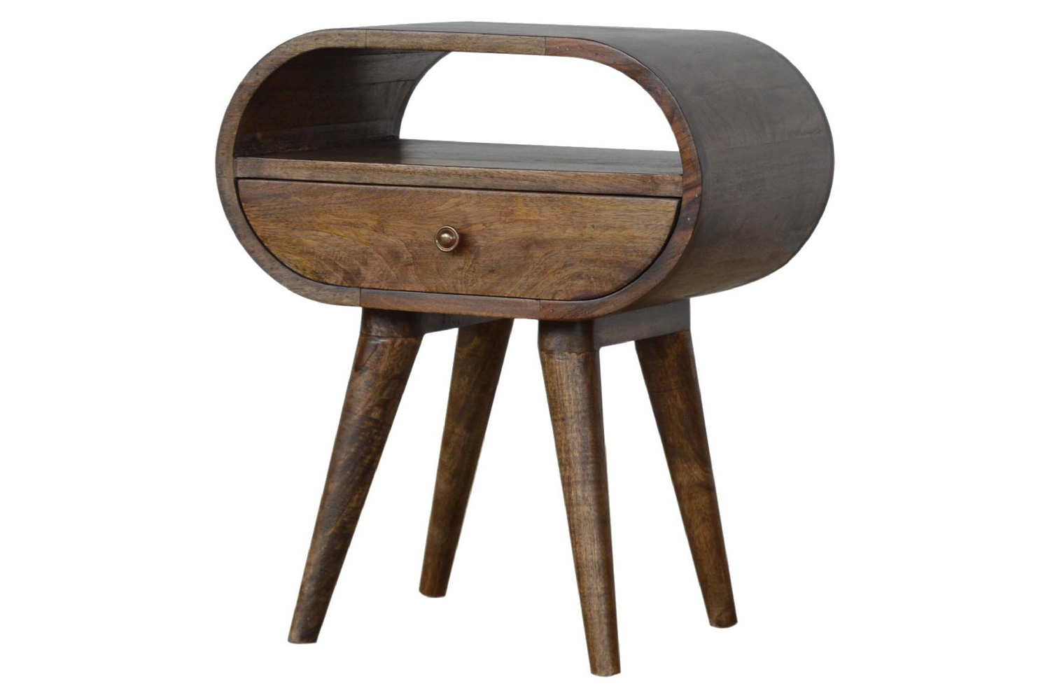 Artisan Circular Open Slot Bedside - Gray Washed