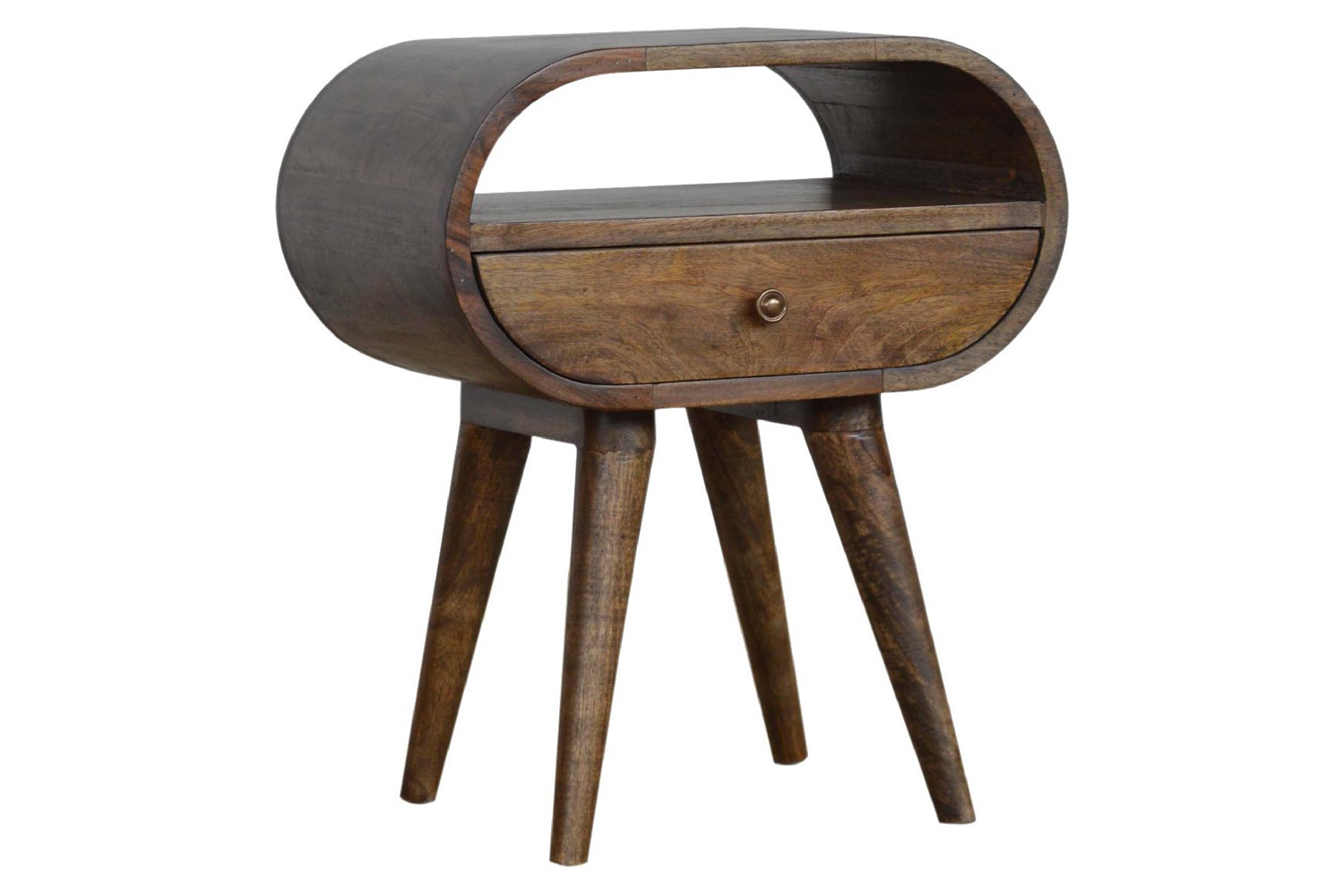 Artisan Circular Open Slot Bedside - Gray Washed