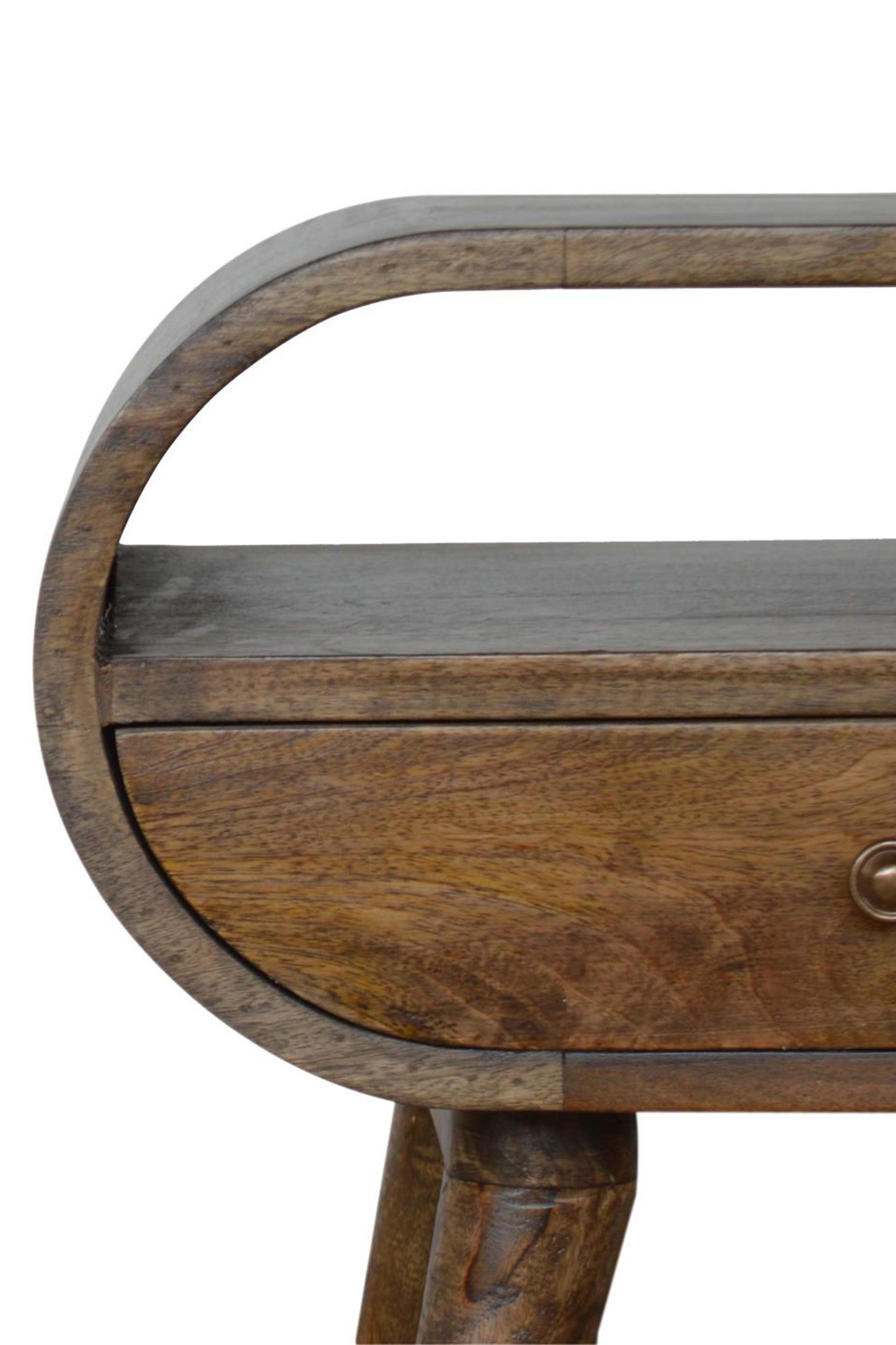 Artisan Circular Open Slot Bedside - Gray Washed