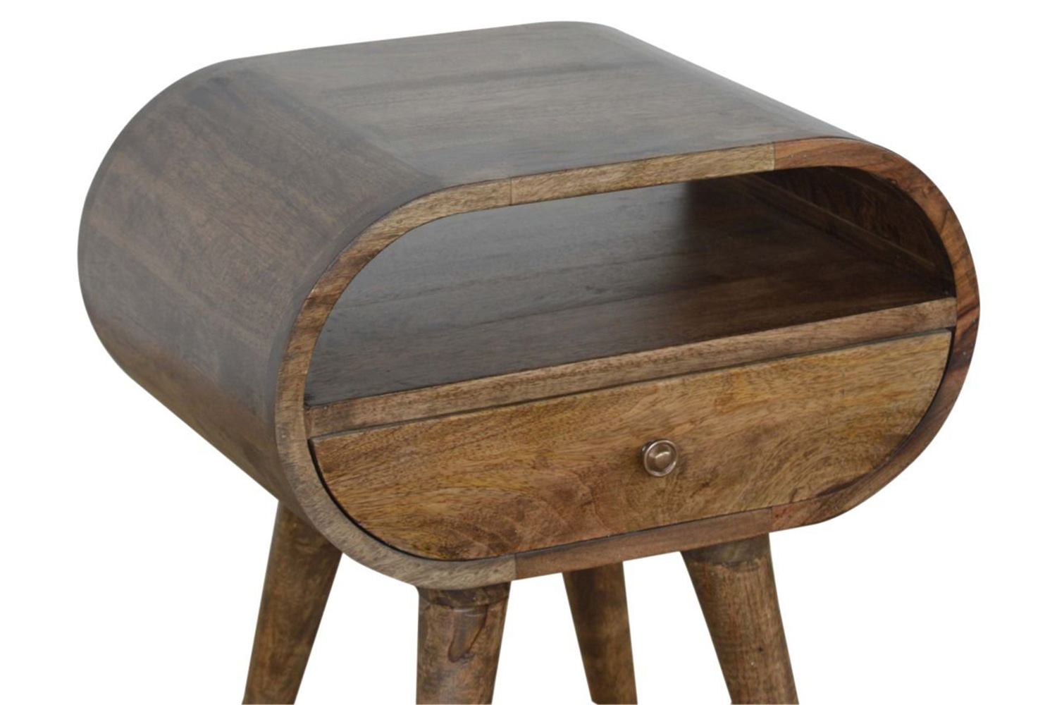 Artisan Circular Open Slot Bedside - Gray Washed