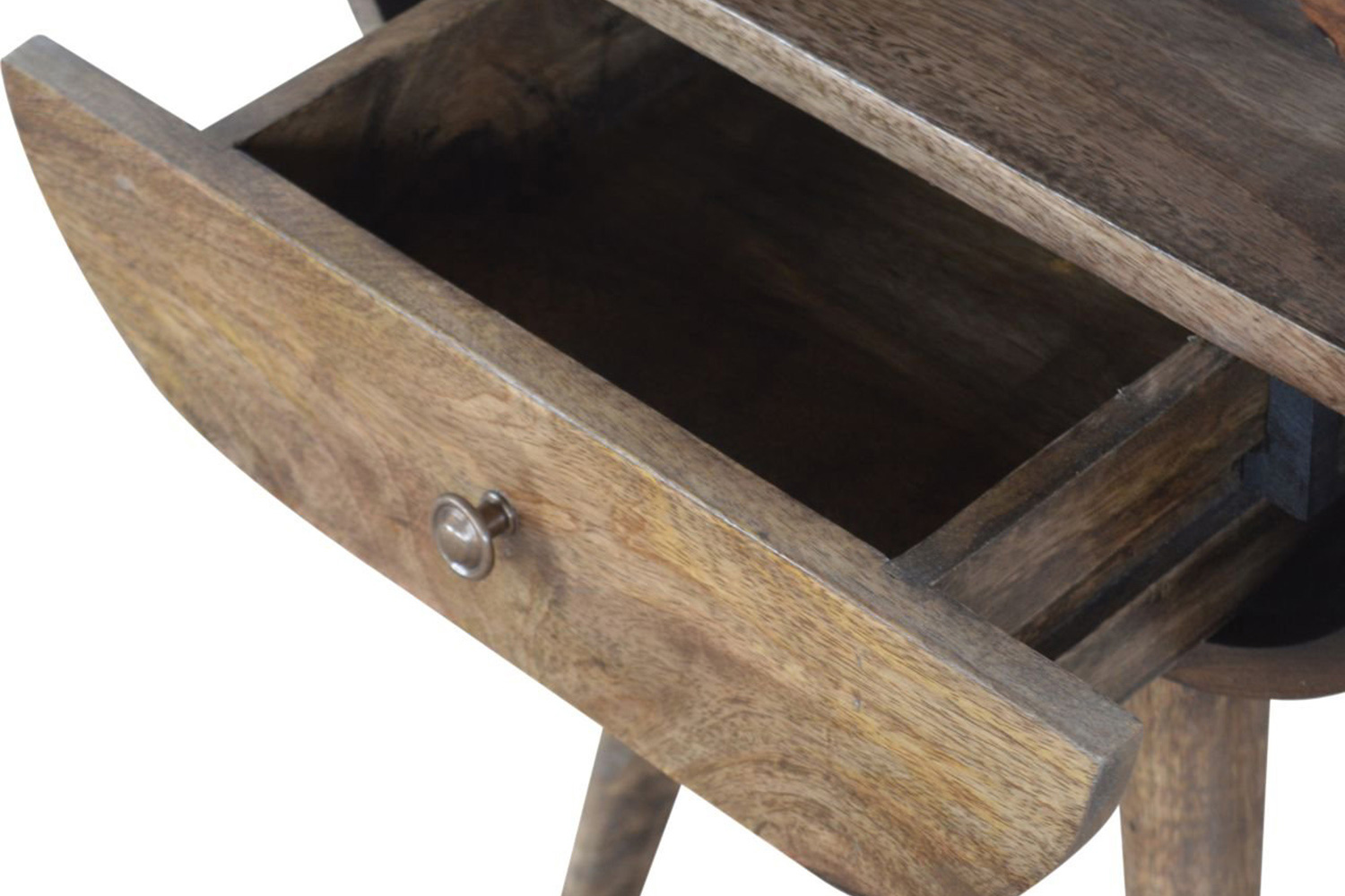 Artisan Circular Open Slot Bedside - Gray Washed