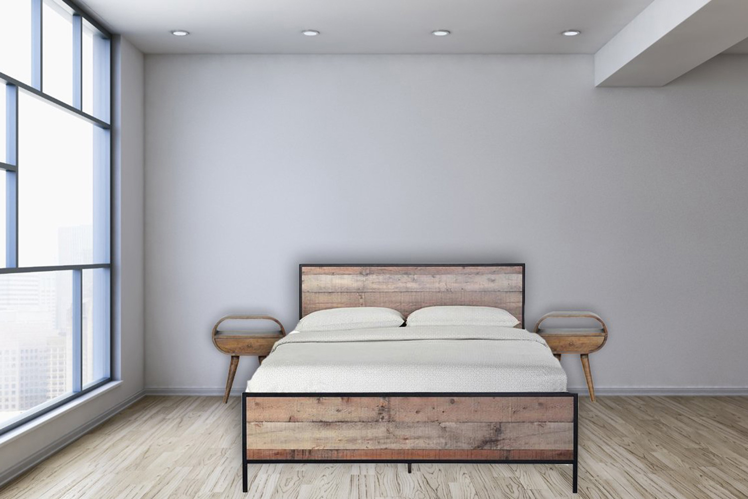 Artisan Circular Open Slot Bedside - Gray Washed